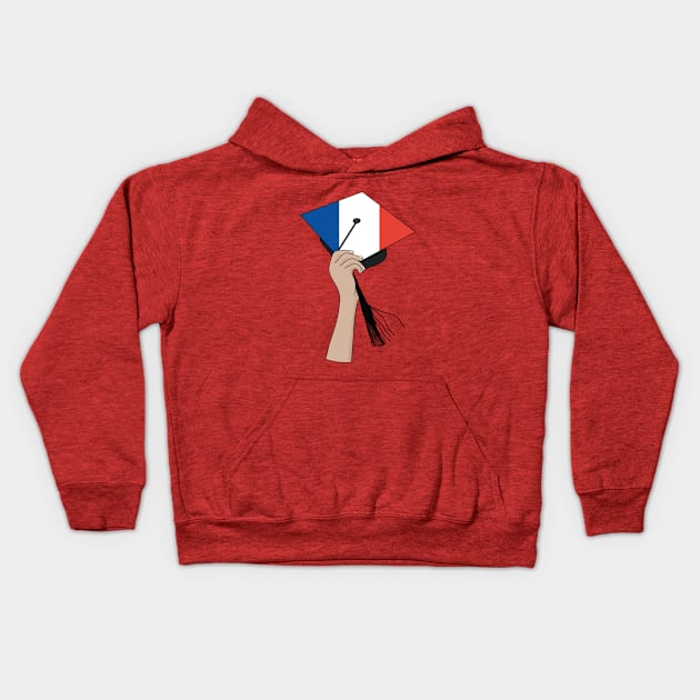 Holding the Square Academic Cap France Kids Hoodie by DiegoCarvalho